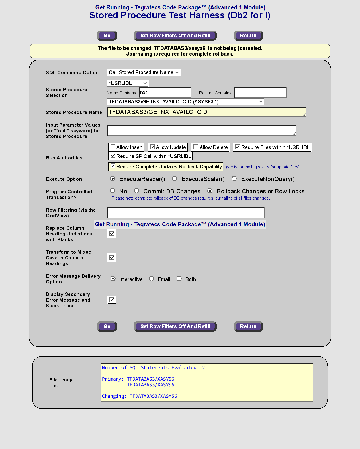 Example 6 - Detection of Missing Journaling Status